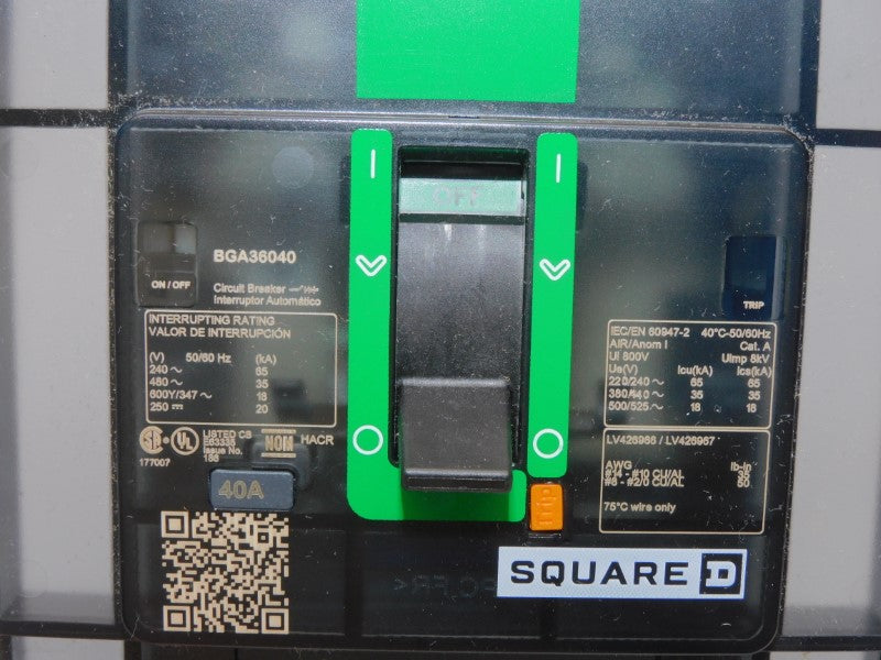 SQUARE D BGA36040 480V 40A (GREEN) NSMP