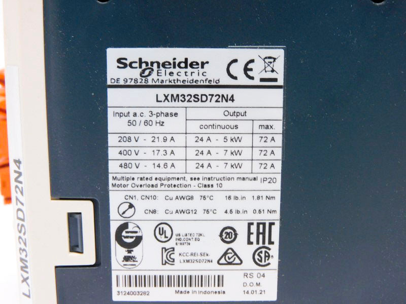 SCHNEIDER ELECTRIC LXM32SD72N4 480V 24A NSMP