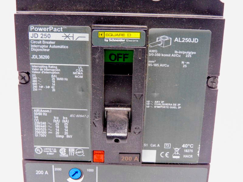 SQUARE D JDL36200 600V 200A UNMP