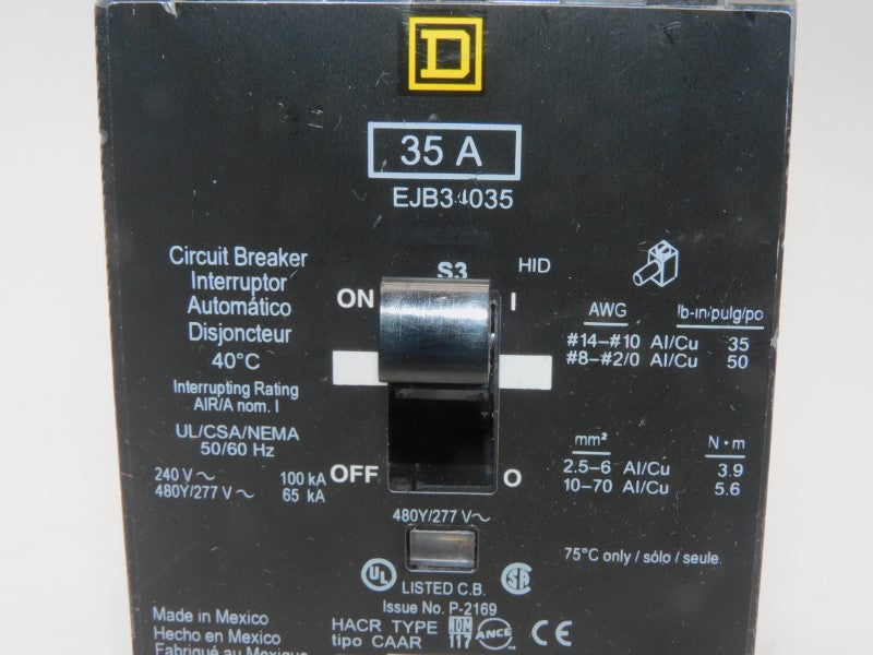 SQUARE D EJB34035 277V 35A NUPI