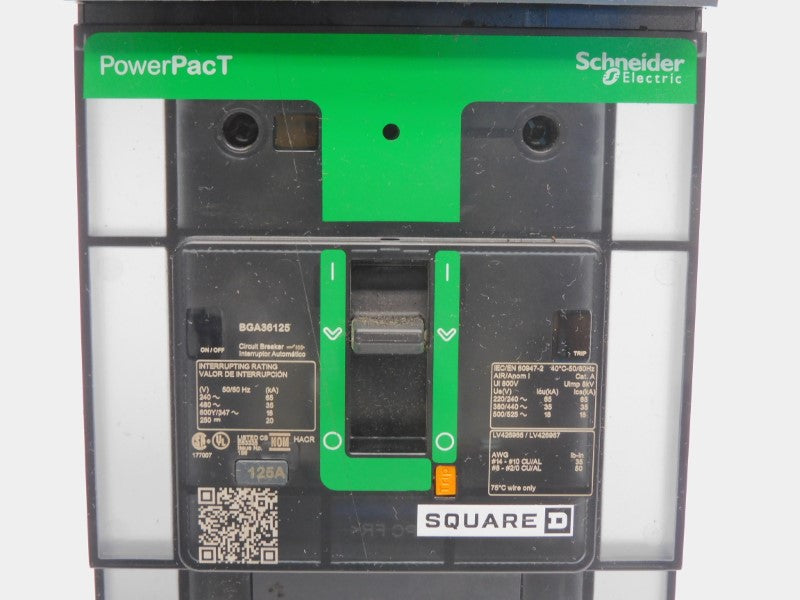 SQUARE D BGA36125 480V 125A (GREEN) (AS PICTURED) NSNP