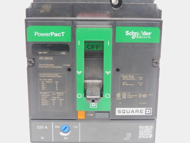 SQUARE D JDL36225 600V 225A (GREEN) NUPI