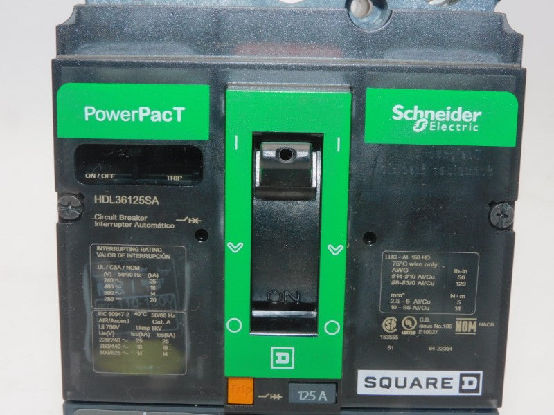 SQUARE D HDL36125SA 600V 125A (GREEN) NSMP