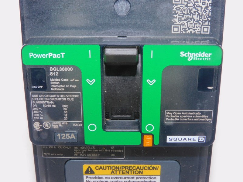 SQUARE D BGL36000S12 600V 125A (GREEN) NSNP
