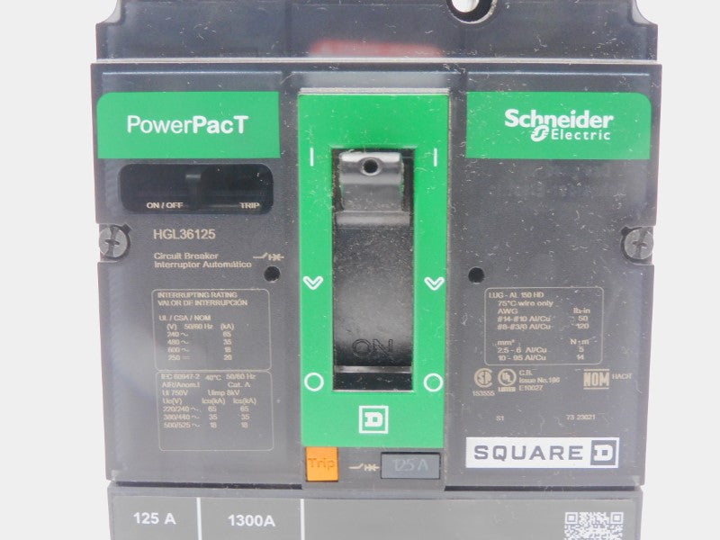 SQUARE D HGL36125 600V 125A (GREEN) UNMP