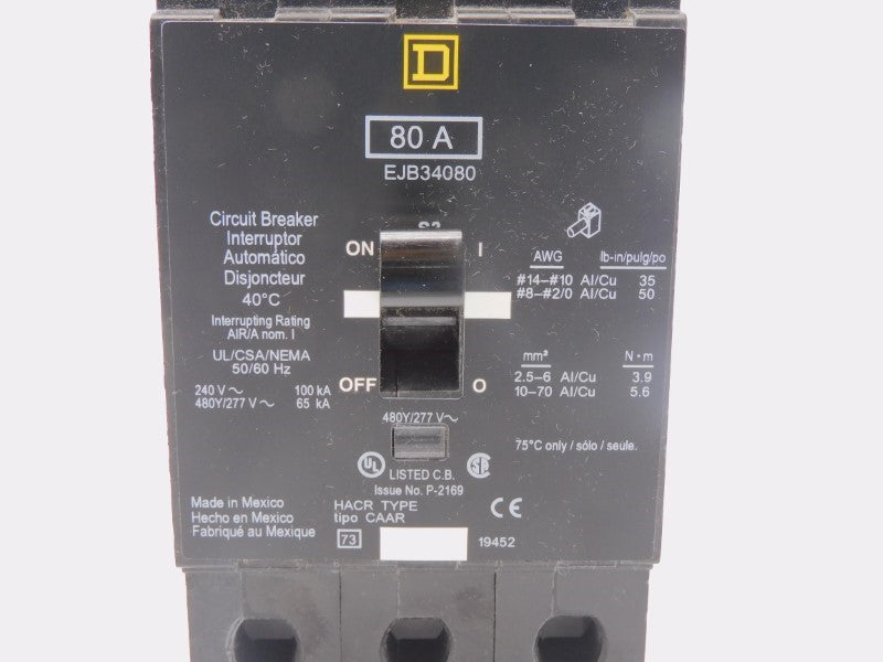 SQUARE D EJB34080 277V 80A NSMP