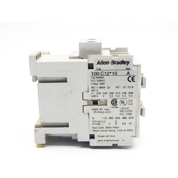 ALLEN BRADLEY 100-C12D10 SER. A 110/120V 25A UNMP