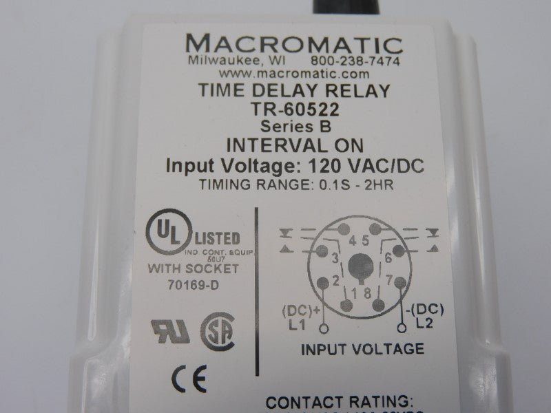 MACROMATIC TR-60522 SER. B 120VAC/DC 10A 0.1S-2HR NSMP