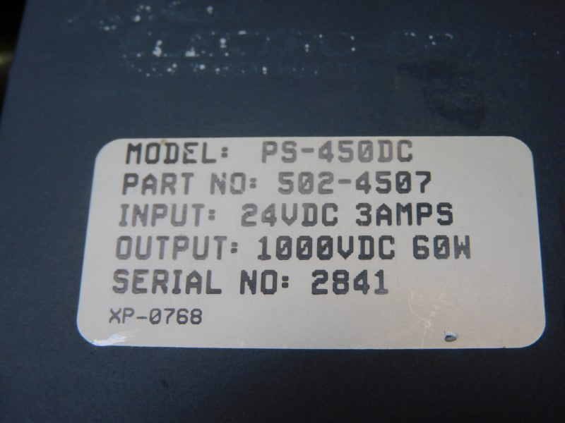 POWER SUPPLY PS-450DC 502-4507 24VDC 3A UNMP