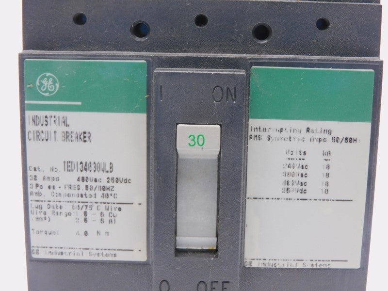 GENERAL ELECTRIC TED134030WLB 480VAC 30A (GREEN) NSMP