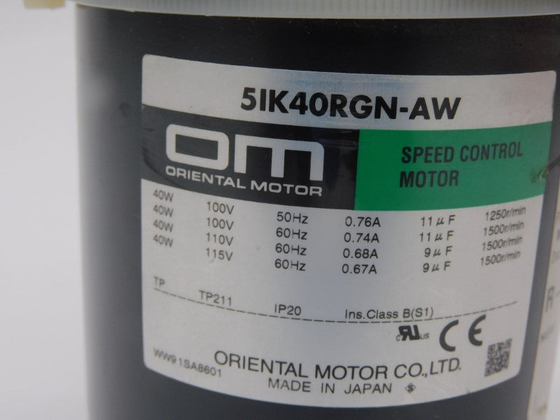 ORIENTAL MOTOR 5IK40RGN-AW 115V 0.76A (AS IS) UNMP
