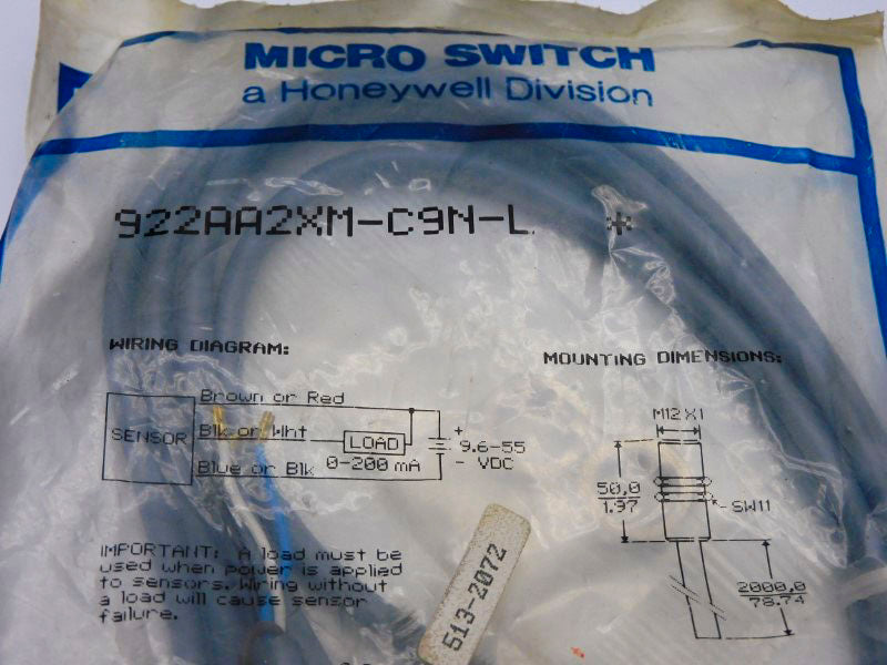 MICRO SWITCH 922AA2XM-C9N-L 9.6-55VDC NSMP