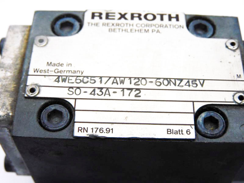 REXROTH 4WE6C51/AW120-60NZ45V S0-43A-172 120V UNMP