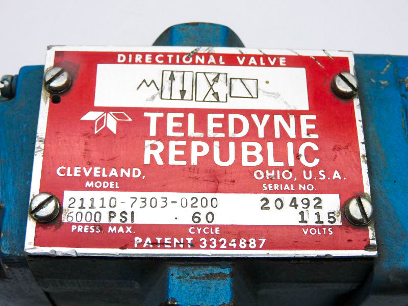 TELEDYNE REPUBLIC 21110-7303-0200 115V 6000PSI UNMP