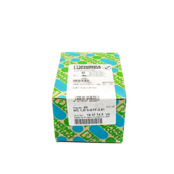 PHOENIX CONTACT MC1.5/6-STF-3.81 1827745 300V 8A (PKG OF 50) NSFS