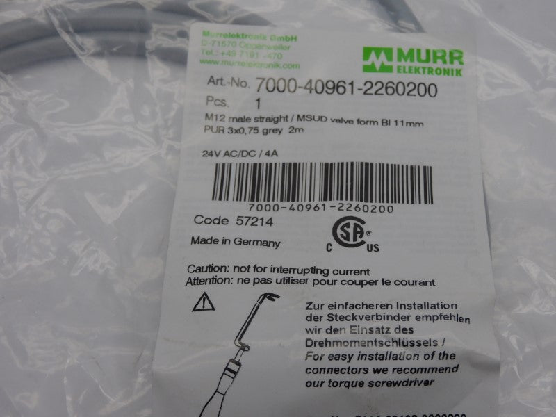 MURR ELEKTRONIK 7000-40961-2260200 24VAC/DC 4A 2M NSMP