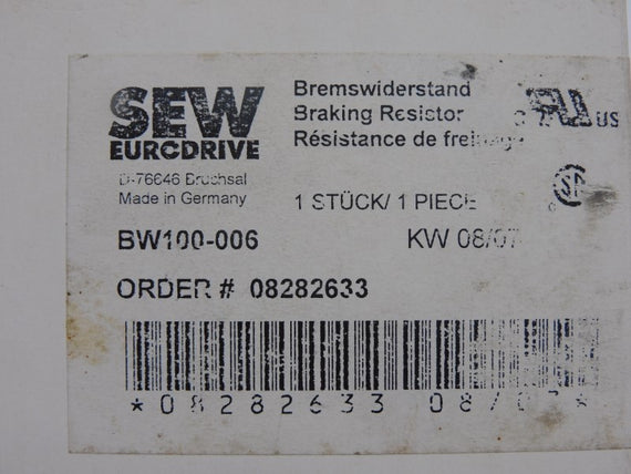 SEW EURODRIVE BW100-006 #08282633 850VDC NSMP
