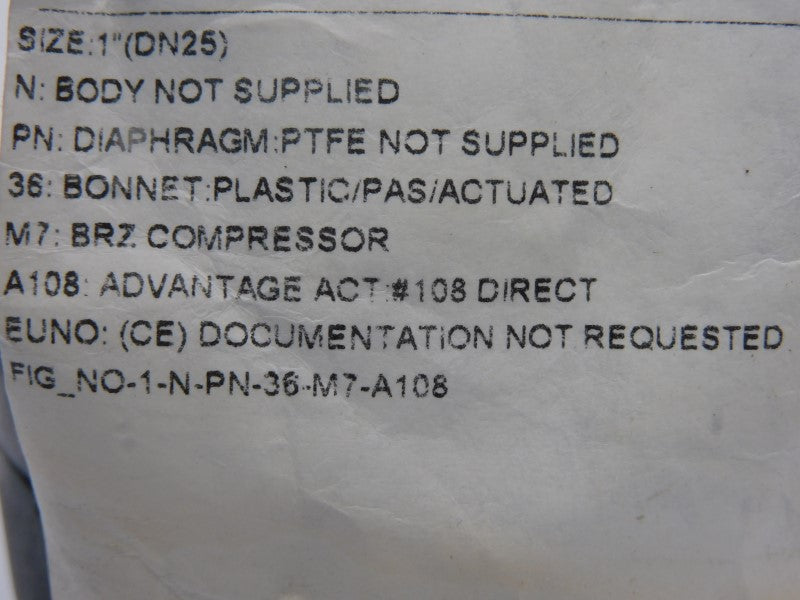 ITT 1-N-PN-36-M7-A108 90PSI 1" NSNP