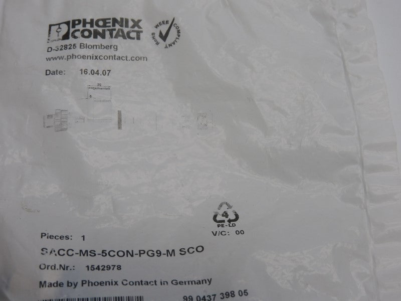 PHOENIX CONTACT SACC-MS-5CON-PG9-MSCO 1542978 NSMP