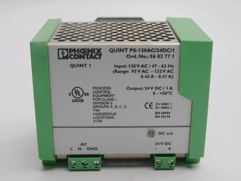 PHOENIX CONTACT QUINTPS-120AC/24DC/1 5602771 120VAC 1A NSMP