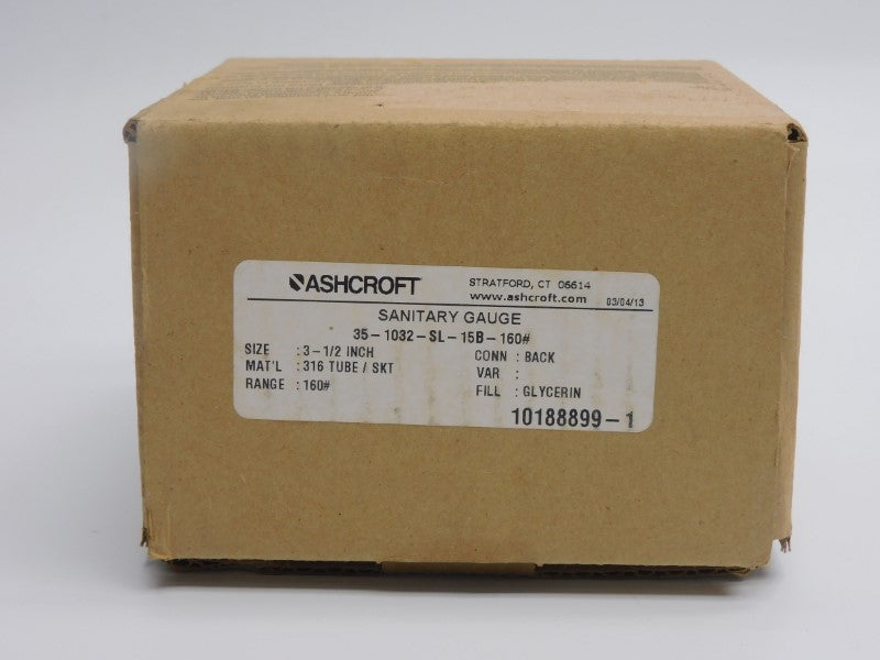 ASHCROFT 35-1032-SL-15B-160# 0-160PSI 3-1/2" NSMP