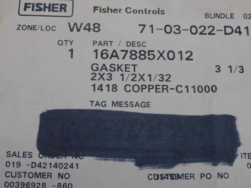 FISHER CONTROLS 16A7885X012 NSMP