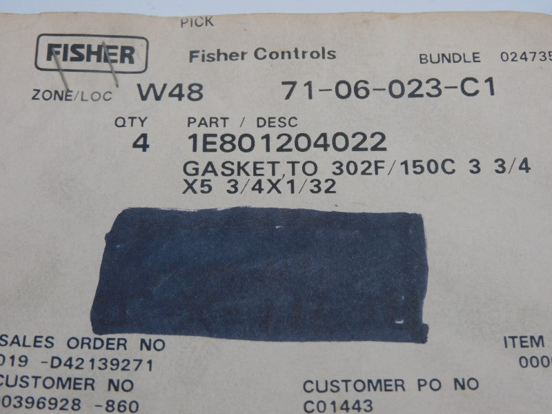 FISHER CONTROLS 1E801204022 (PKG OF 4) NSMP