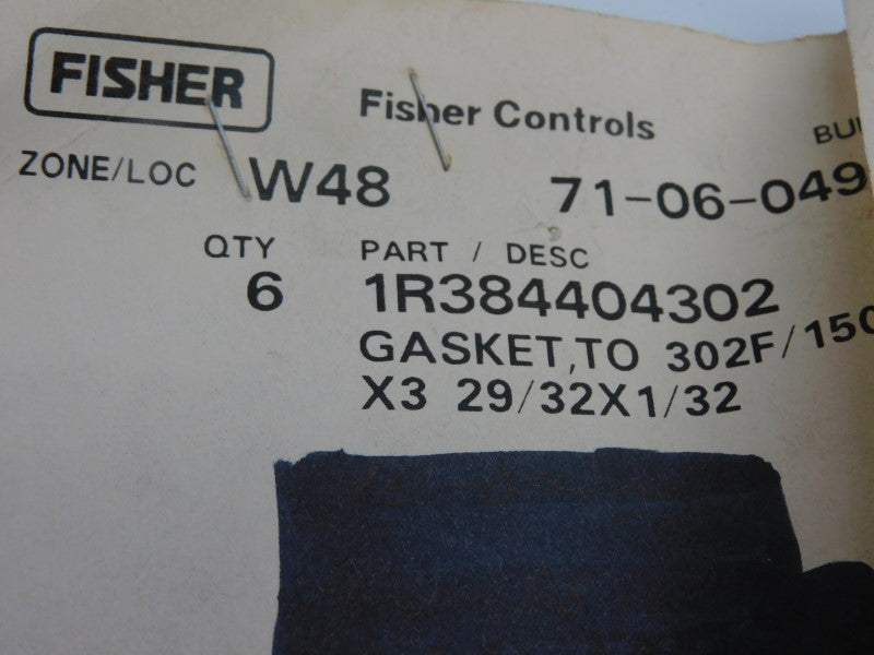 FISHER CONTROLS 1R384404302 (PKG OF 6) NSMP