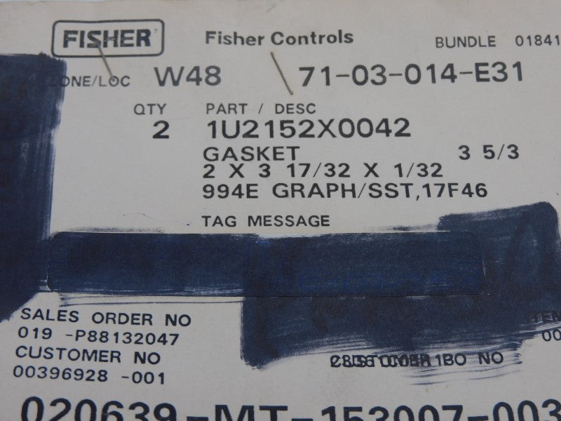 FISHER CONTROLS 1U2152X0042 (PKG OF 2) NSMP