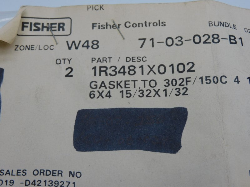 FISHER CONTROLS 1R3481X0102 (PKG OF 2) NSMP
