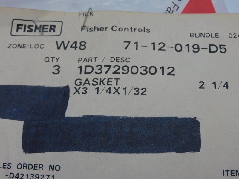 FISHER CONTROLS 1D372903012 (PKG OF 3) NSMP