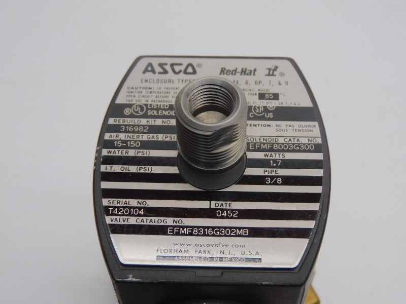 ASCO EFMF8316G302MB 24VDC 15-150PSI 3/8" UNMP