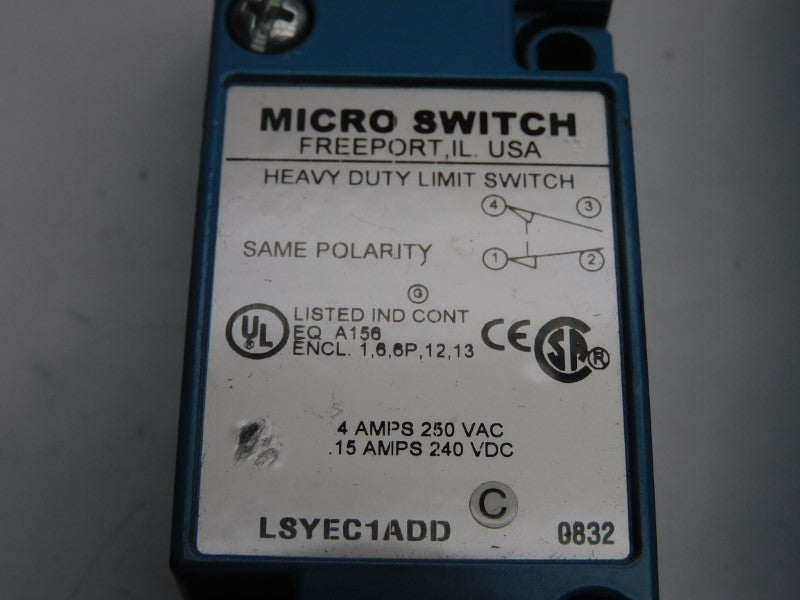 MICRO SWITCH LSYEC1ADD 250VAC 4A UNMP