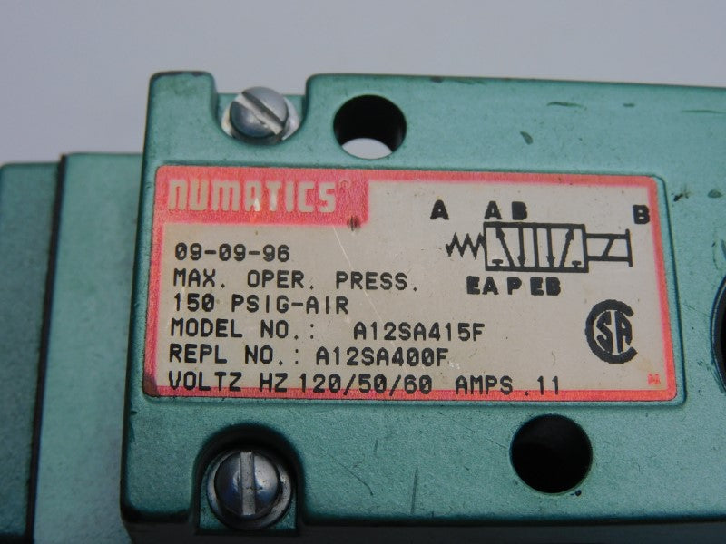 NUMATICS A12SA415F 120V .11A 150PSI (AS PICTURED) NSNP
