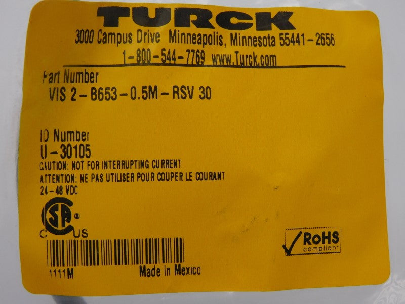 TURCK VIS2-B653-0.5M-RSV30 U-30105 24-48VDC NSMP