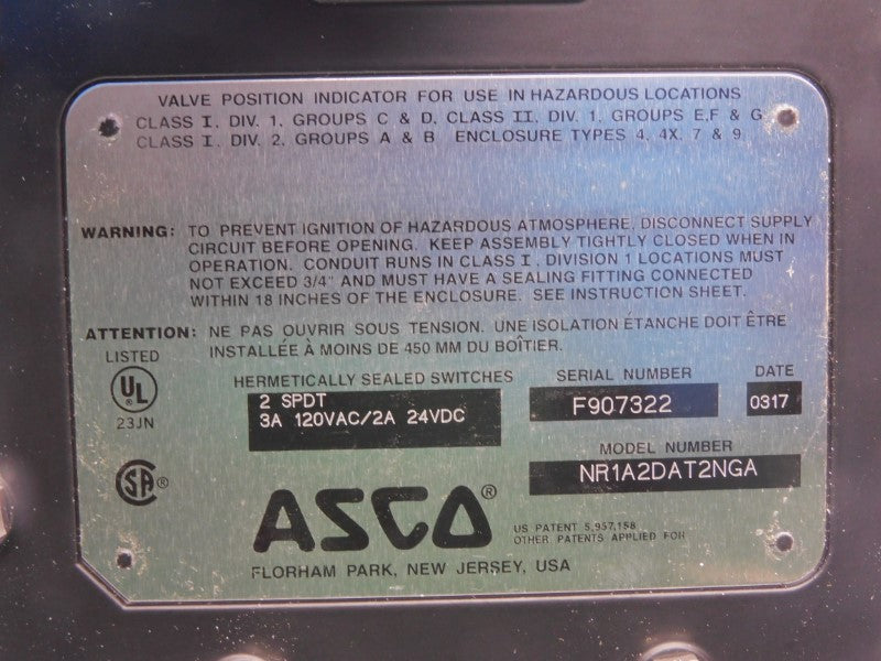 ASCO NR1A2DAT2NGA 120VAC 3A NSMP