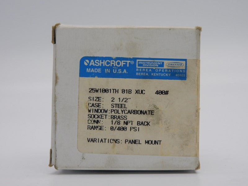 ASHCROFT 25W1001TH01BXUC-400# 0/400PSI NSMP