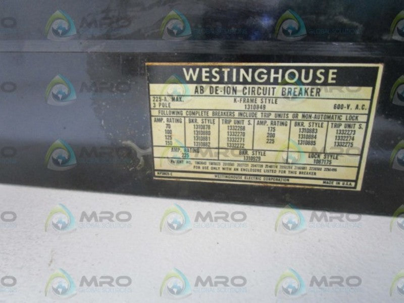 WESTINGHOUSE CIRCUIT BREAKER 1310849 (AS PICTURED)  NSMP