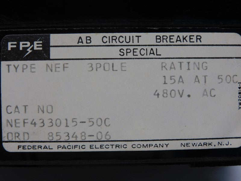 FPE NEF433015-50C 480VAC 15A NSNP