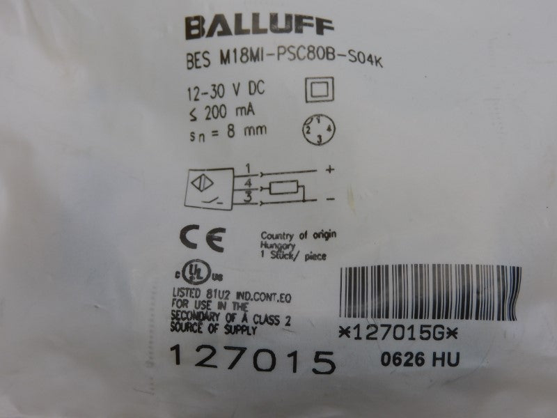 BALLUFF BESM18MI-PSC80B-S04K 12-30VDC NSMP