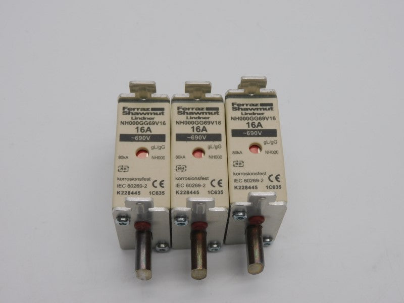 FERRAZ SHAWMUT NH000GG69V16 690V 16A (PKG OF 3) NSMP