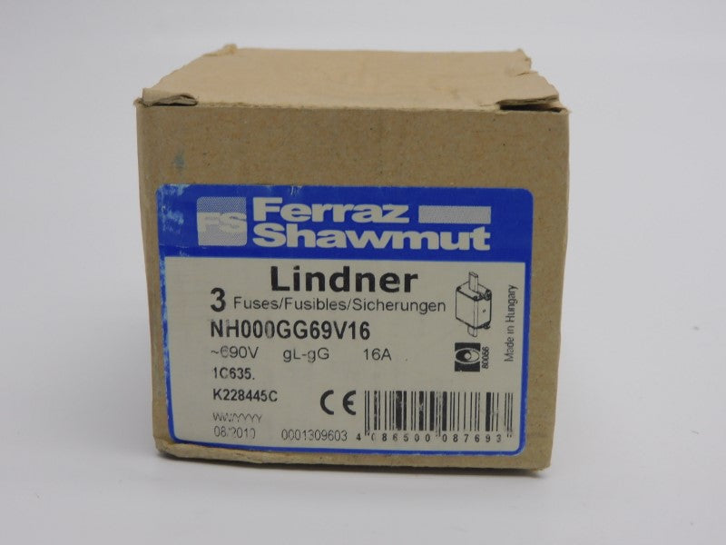 FERRAZ SHAWMUT NH000GG69V16 690V 16A (PKG OF 3) NSMP
