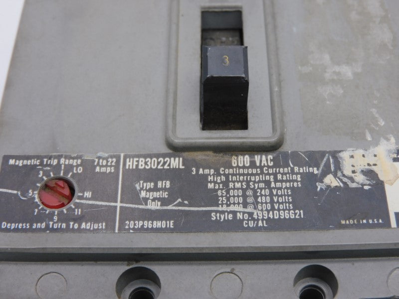 WESTINGHOUSE HFB3022ML 600VAC 3A NSNP