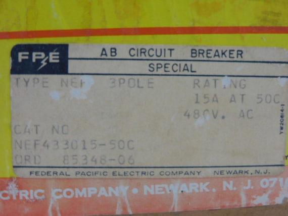 FPE NEF433015-50C 480VAC 15A NSFS