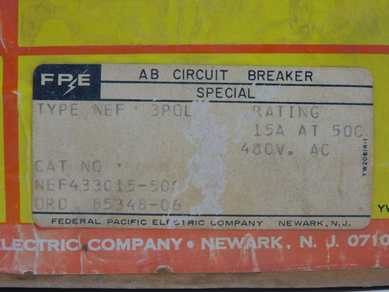 FPE NEF433015-50C 480VAC 15A NSMP