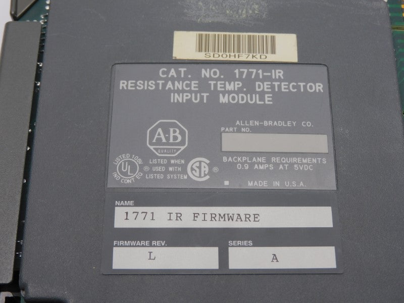 ALLEN BRADLEY 1771-IR SER. A F/W L 5VDC 0.9A REMAN