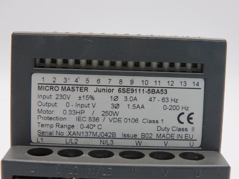 SIEMENS 6SE9111-5BA53 230V 3.0A NSNP