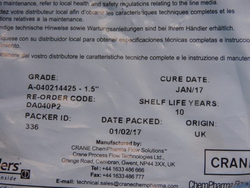 CRANE A-040214425-1.5" EXP: 2027 NSMP