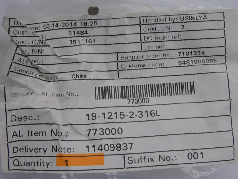 ALFA LAVAL 19-1215-2-316L 773000 NSMP