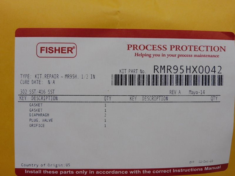 FISHER RMR95HX0042 NSMP